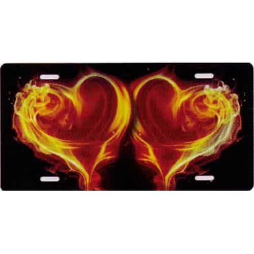 Flaming Red Hearts Novelty License Plate-t2628a