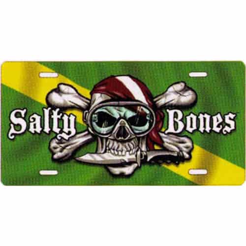 Salty Bones Skull With Dive Mask Knife On Nitrox Flag Novelty License Plate-t3178nsb