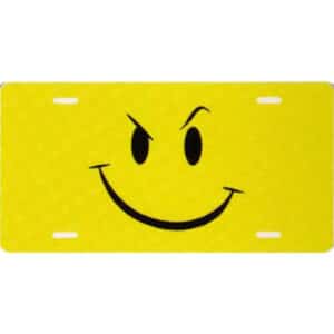 Smirk Face On Yellow Novelty License Plate-t3072y