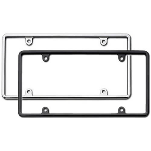 Rim License Plate Frame - Black, Chrome, or Brass Metal - Thriftysigns