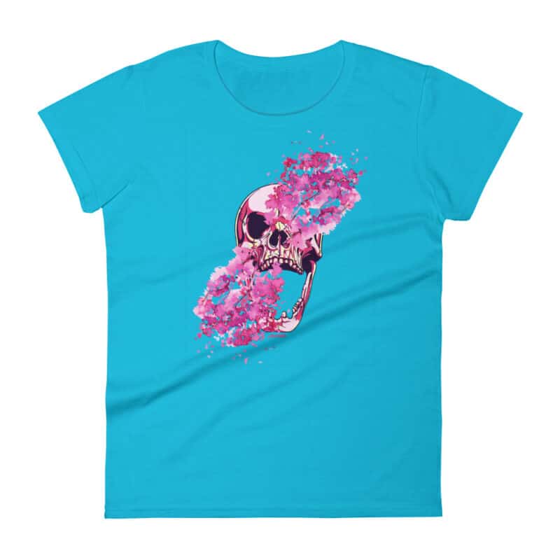 Flower Skull T-shirt Sky Blue