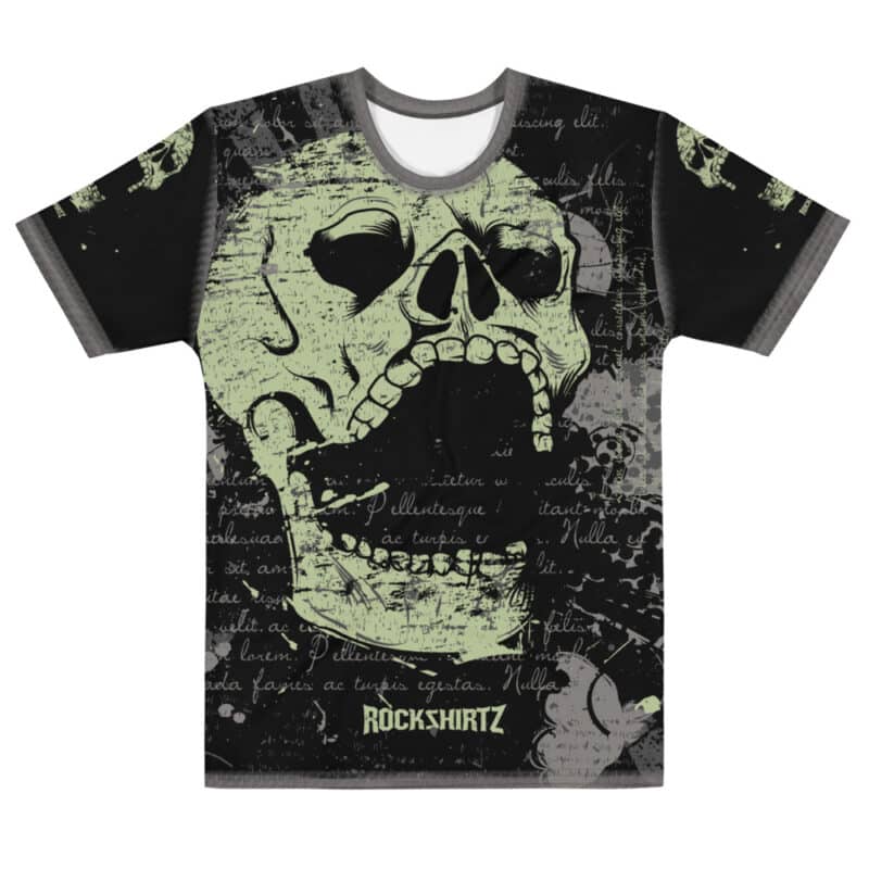 Grunge Skull All-Over Print T-shirt Front