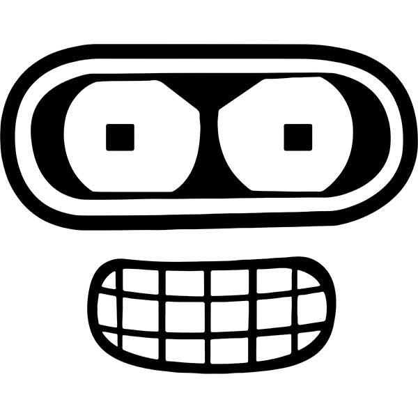 Futurama - Bender's Face Die-cut Decal Sticker - Thriftysigns