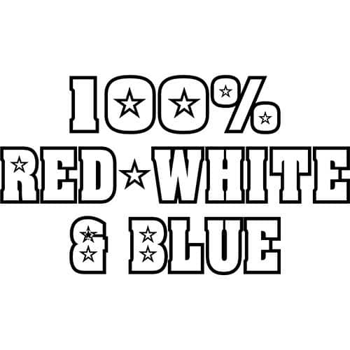 100 Percent Red White Blue Decal Sticker