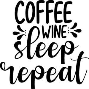 Coffee wine sleep repeat sticker