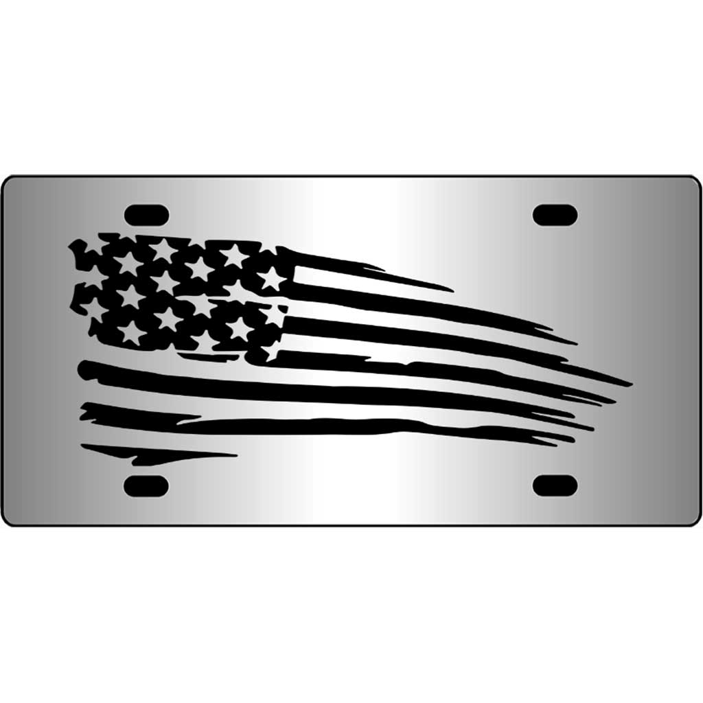 Distressed American Flag Mirror License Plate