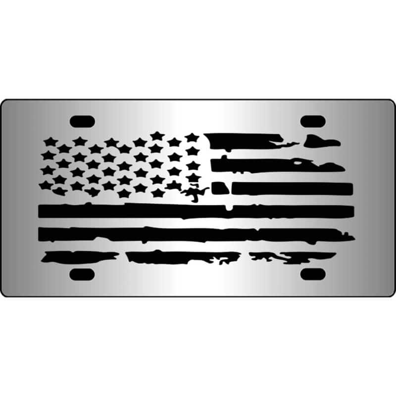 Distressed-USA-Flag-Mirror-License-Plate